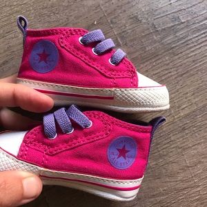 Pink baby converse shoes, size 1